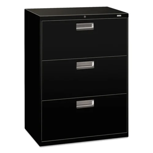 HON Brigade 600 Series Lateral File, 3 LegalLetter-Size File Drawers, Black, 30 x 18 x 39.13 (HON673LP)