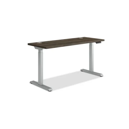 HON Coordinate Height Adjustable Desk Bundle 2-Stage, 58 x 22 x 27.75 to 47, Florence WalnutSilver (HONHAT2SFLS2258)