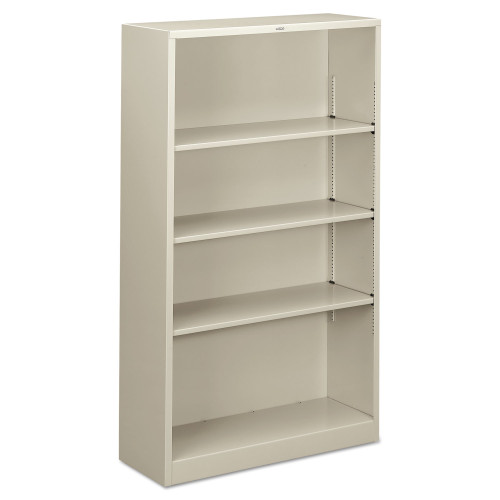 HON Metal Bookcase, Four-Shelf, 34.5w x 12.63d x 59h, Light Gray (HONS60ABCQ)