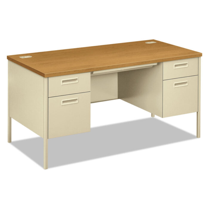 HON Metro Classic Series Double Pedestal Desk, Flush Panel SCS, 60 x 30 x 29.5, HarvestPutty (HONP3262CL)