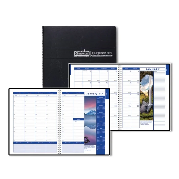 House of Doolittle Earthscapes Recycled WeeklyMonthly Appointment Book, Landscape Photos, 11 x 8.5, Black Soft Cover, 12-Month (Jan-Dec) 2025 (HOD273)