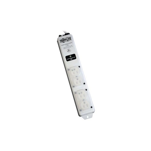 Medical-Grade Power Strip with Surge Protection, 4 AC Outlets, 6 ft Cord, 1,410 J, White (TRPSPS406HGULTR)