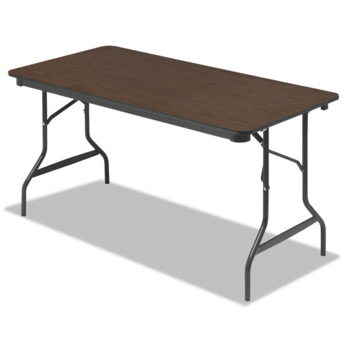 Iceberg OfficeWorks Classic Wood-Laminate Folding Table, Curved Legs, Rectangular, 60 x 30 x 29, Walnut (ICE55314)