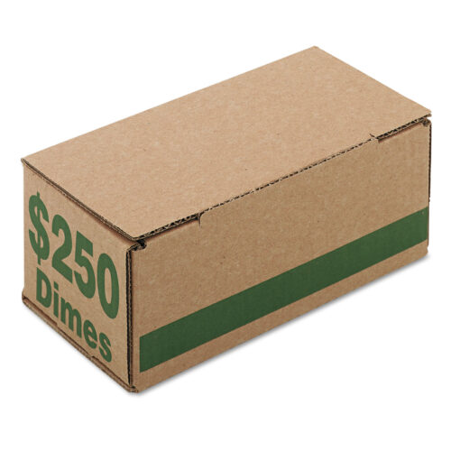 Iconex Corrugated Cardboard Coin Storage with Denomination Printed On Side, 8.06 x 3.31 x 3.19, Green (ICX94190088)