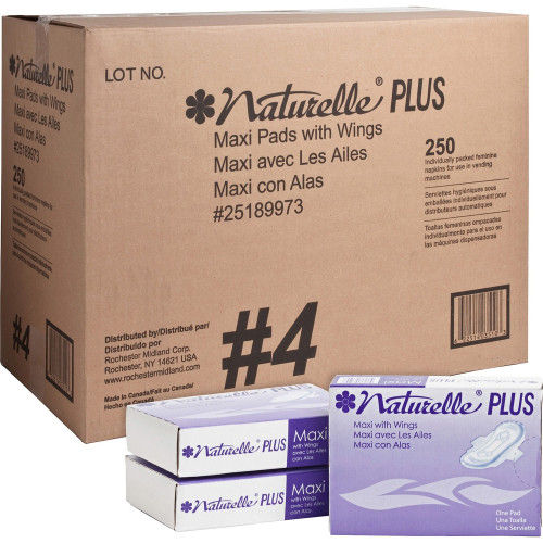 Impact Naturelle Maxi Pads Plus, #4 with Wings, 250 Individually WrappedCarton (IMP25189973)