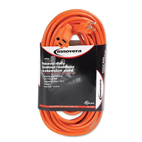 Innovera IndoorOutdoor Extension Cord, 50 ft, 13 A, Orange (IVR72250)