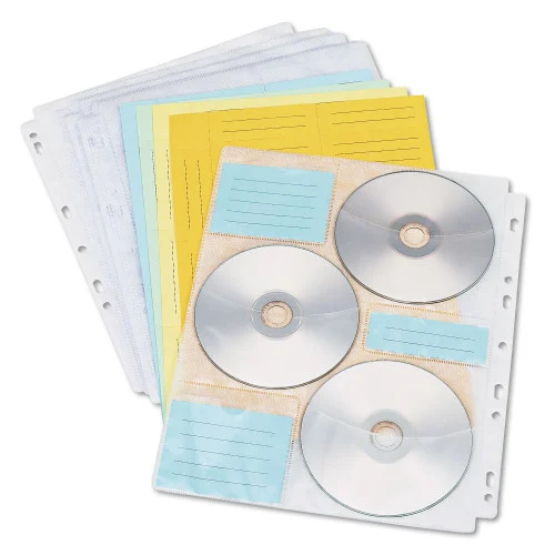 Innovera Two-Sided CDDVD Pages for Three-Ring Binder, 6 Disc Capacity, Clear, 10Pack (IVR39301)