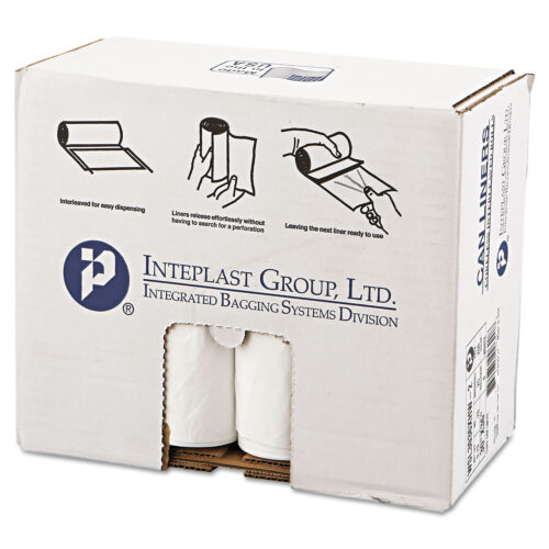 Inteplast Group Low-Density Commercial Can Liners, 30 gal, 0.7 mil, 30 x 36, White, Interleaved Roll, 25 BagsRoll, 8 RollsCarton (IBSSL3036XHW2)