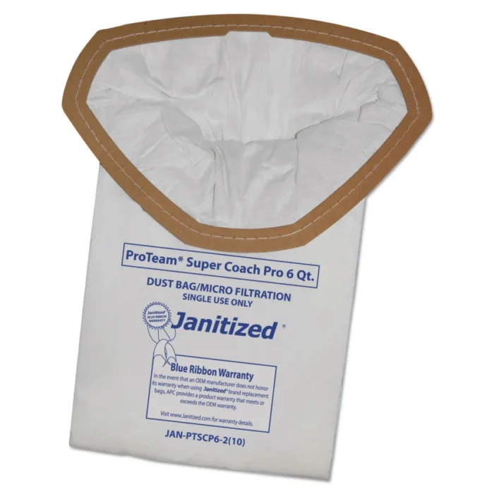 Janitized Vacuum Filter Bags Designed to Fit ProTeam Super Coach Pro 6GoFree Pro, 100Carton (APCJANPTSCP62)