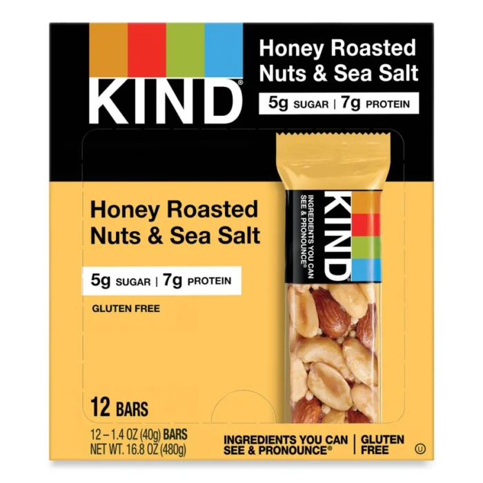 KIND Nuts and Spices Bar, Honey Roasted NutsSea Salt, 1.4 oz Bar, 12Box (KND19990)