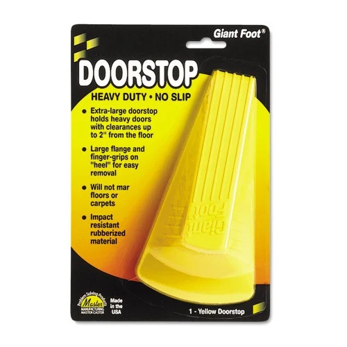 Master Caster Giant Foot Doorstop, No-Slip Rubber Wedge, 3.5w x 6.75d x 2h, Safety Yellow (MAS00966)