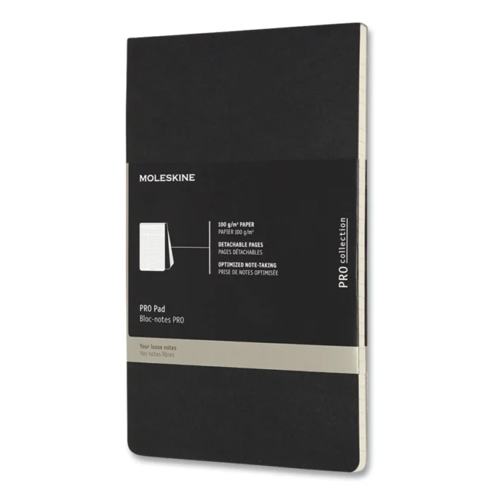 Moleskine PRO Pad, Meeting-MinutesNotes Format, Black Cover, 96 Ivory 5 x 8.25 Sheets (HBG620916)