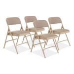 NPS 2200 Series Deluxe Fabric Upholstered Dual-Hinge Premium Folding Chair, Supports Up to 500 lb, Cafe Beige, 4Carton (NPS2201)