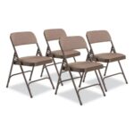 NPS 2200 Series Fabric Dual-Hinge Premium Folding Chair, Supports Up to 500 lb, Walnut Seat, Walnut Back, Brown Base, 4Carton (NPS2207)