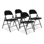 NPS 50 Series All-Steel Folding Chair, Supports Up to 500 lb, 16.75 Seat Height, Black Seat, Black Back, Black Base, 4Carton (NPS510)