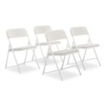 NPS 800 Series Plastic Folding Chair, Supports Up to 500 lb, 18 Seat Height, Bright White Seat, White Base, 4Carton (NPS821)
