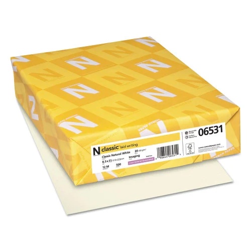 Neenah Paper CLASSIC Laid Stationery, 24 lb Bond Weight, 8.5 x 11, Classic Natural White, 500Ream (NEE06531)