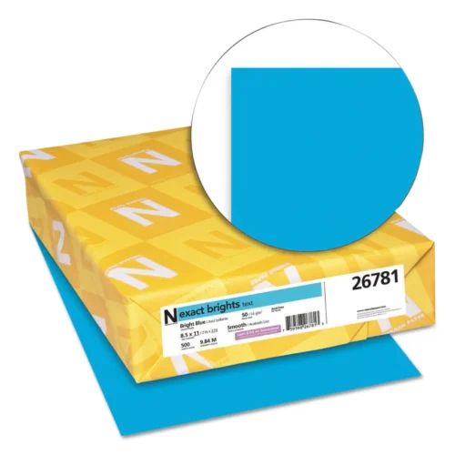 Neenah Paper Exact Brights Paper, 20 lb Bond Weight, 8.5 x 11, Bright Blue, 500Ream (WAU26781)