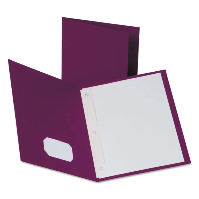 Oxford Twin-Pocket Folders with 3 Fasteners, 0.5 Capacity, 11 x 8.5, Burgundy, 25Box (OXF57757)