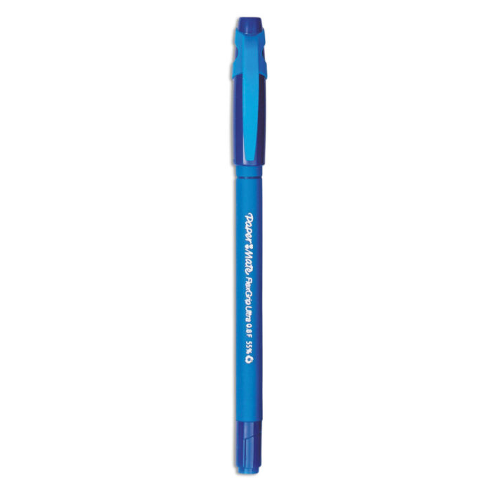 Paper Mate FlexGrip Ultra Recycled Ballpoint Pen, Stick, Fine 0.8 mm, Blue Ink, Blue Barrel, Dozen (PAP9660131)