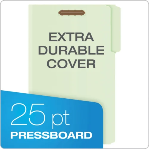 Pendaflex Heavy-Duty Pressboard Folders with Embossed Fasteners, 13-Cut Tabs, 2 Expansion, 2 Fasteners, Legal Size, Green, 25Box (PFX17186)