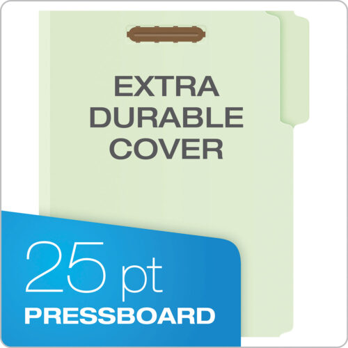 Pendaflex Heavy-Duty Pressboard Folders with Embossed Fasteners, 13-Cut Tabs, 2 Expansion, 2 Fasteners, Letter Size, Green, 25Box (PFX17181)