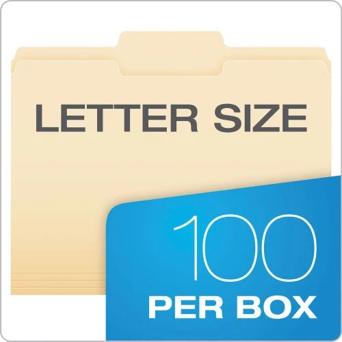 Pendaflex Manila File Folders, 13-Cut Tabs Center Position, Letter Size, 0.75 Expansion, Manila, 100Box (PFX752132)