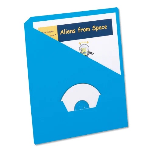 Pendaflex Slash Pocket Project Folders, 3-Hole Punched, Straight Tab, Letter Size, Blue, 25Pack (PFX32902)