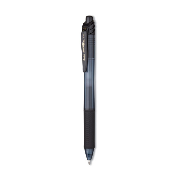 Pentel EnerGel-X Gel Pen, Retractable, Medium 0.7 mm, Black Ink, SmokeBlack Barrel, 5Pack (PENBL107BPS5A)