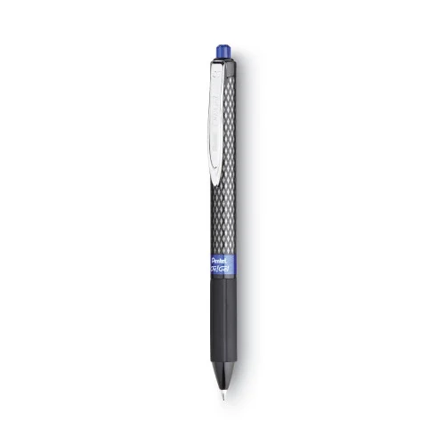 Pentel Oh! Gel Pen, Retractable, Medium 0.7 mm, Blue Ink, Black Barrel, Dozen (PENK497C)