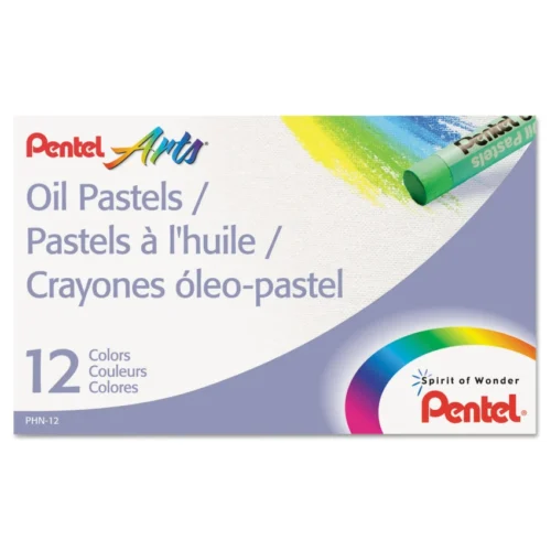 Pentel Oil Pastel Set With Carrying Case, 12 Assorted Colors, 0.38 dia x 2.38, 12Set (PENPHN12)