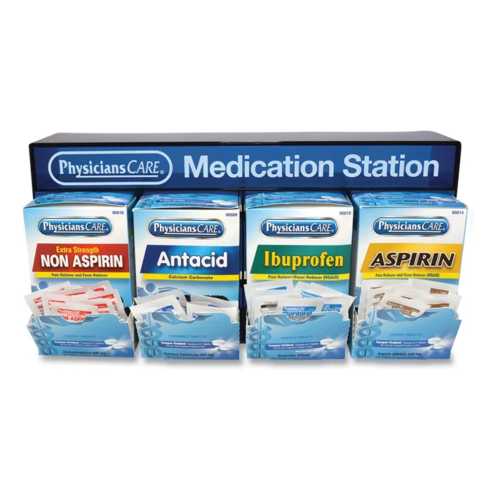 PhysiciansCare Medication Station, Aspirin, Ibuprofen, Non Aspirin Pain Reliever, Antacid (ACM90780)