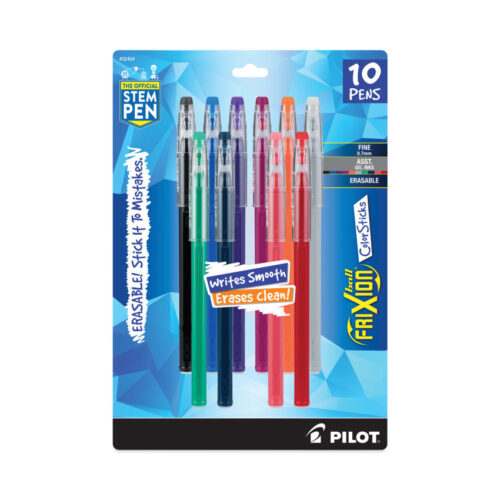 Pilot FriXion ColorSticks Erasable Gel Pen, Stick, Fine 0.7 mm, Ten Assorted Ink and Barrel Colors, 10Pack (PIL32454)