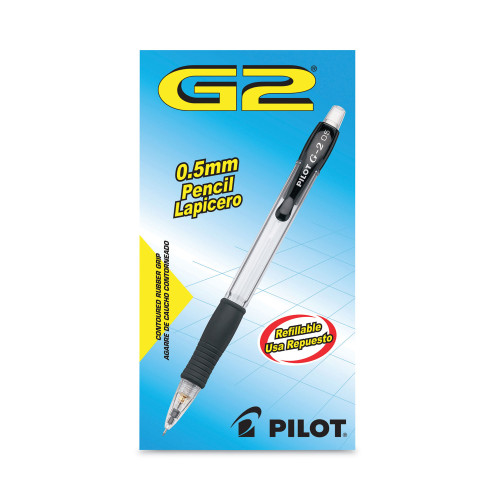 Pilot G2 Mechanical Pencil, 0.7 mm, HB (#2), Black Lead, ClearBlack Barrel, Dozen (PIL51015)