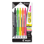 Pilot G2 Neon Gel Pen, Retractable, Fine 0.7 mm, Assorted Neon Ink and Barrel Colors, 5Pack (PIL14174)