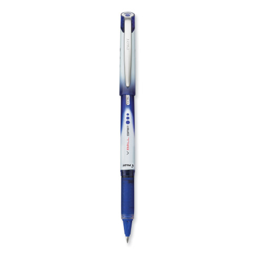 Pilot VBall Grip Liquid Ink Roller Ball Pen, Stick, Extra-Fine 0.5 mm, Blue Ink, BlueWhite Barrel, Dozen (PIL35471)