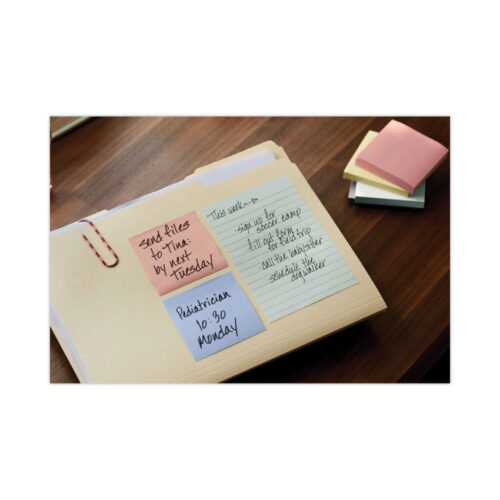 Post-it Notes Original Pads in Beachside Cafe Collection Colors, Note Ruled, 4 x 6, 100 SheetsPad, 5 PadsPack (MMM6605PKAST)