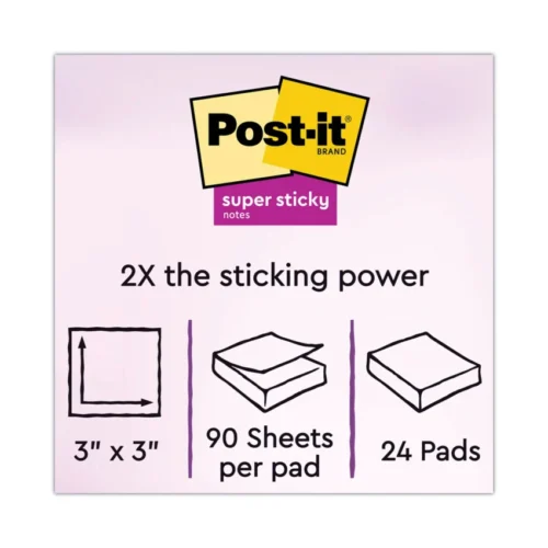 Post-it Notes Pads in Canary Yellow, Cabinet Pack, 3 x 3, 90 SheetsPad, 24 PadsPack (MMM65424SSCP)