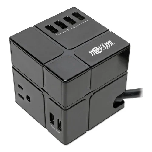 Power Cube Surge Protector, 3 AC Outlets6 USB-A Ports, 6 ft Cord, 540 J, Black (TRPTLP366CUBEUS)
