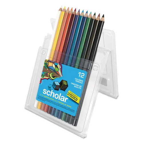 Prismacolor Scholar Colored Pencil Set, 3 mm, 2B, Assorted Lead and Barrel Colors, Dozen (SAN92804)
