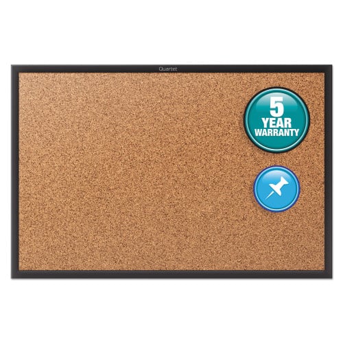 Quartet Classic Series Cork Bulletin Board, 36 x 24, Tan Surface, Black Aluminum Frame (QRT2303B)