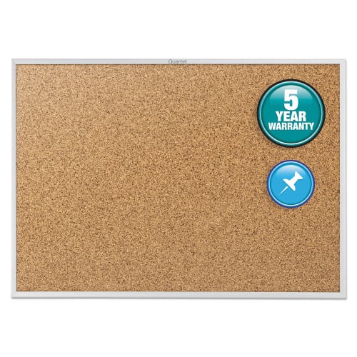 Quartet Classic Series Cork Bulletin Board, 60 x 36, Tan Surface, Silver Anodized Aluminum Frame (QRT2305)