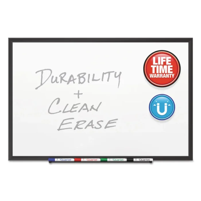 Quartet Classic Series Porcelain Magnetic Dry Erase Board, 36 x 24, White Surface, Black Aluminum Frame (QRT2543B)