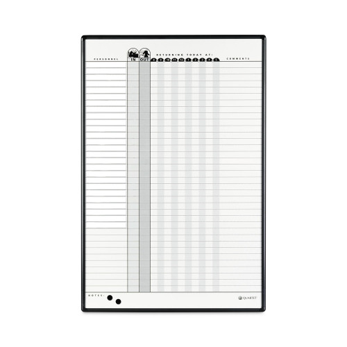 Quartet Employee InOut Board System, Up to 36 Employees, 24 x 36, Porcelain WhiteGray Surface, Black Aluminum Frame (QRT783G) (2)