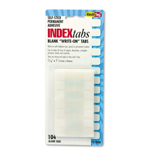 Redi-Tag Legal Index Tabs, Customizable Handwrite Only, 15-Cut, White, 1 Wide, 104Pack (RTG31000)