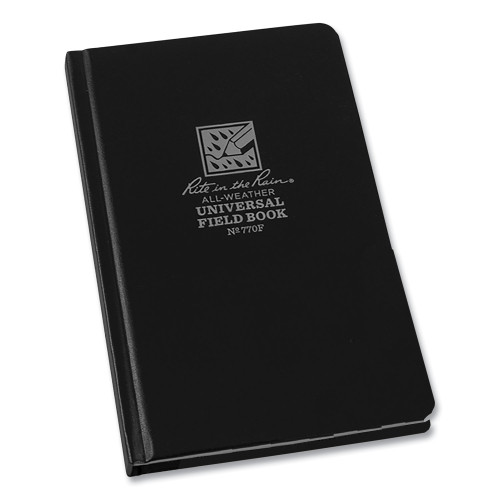 Rite in the Rain All-Weather Hardbound Notebook, Universal Narrow Rule and Quadrille Rule, Black Cover, (80) 7.25 x 4.38 Sheets (RIR770F)