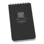 Rite in the Rain All-Weather Wire-O Notepad, Universal Narrow Rule and Quadrille Rule, Black Cover, 50 White 3 x 5 Sheets (RIR735)