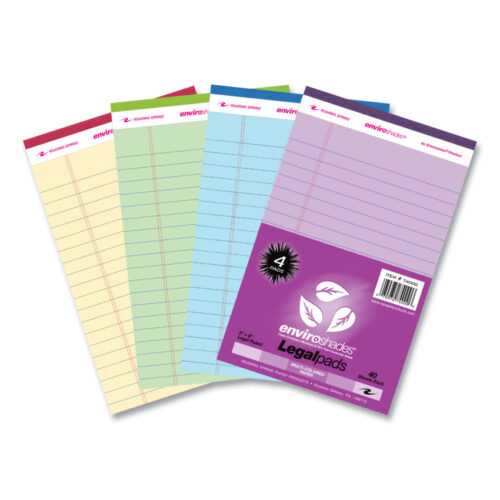 Roaring Spring Enviroshades Legal Notepads, 40 Assorted 5 x 8 Sheets, 72 NotepadsCarton (ROA74000CS)