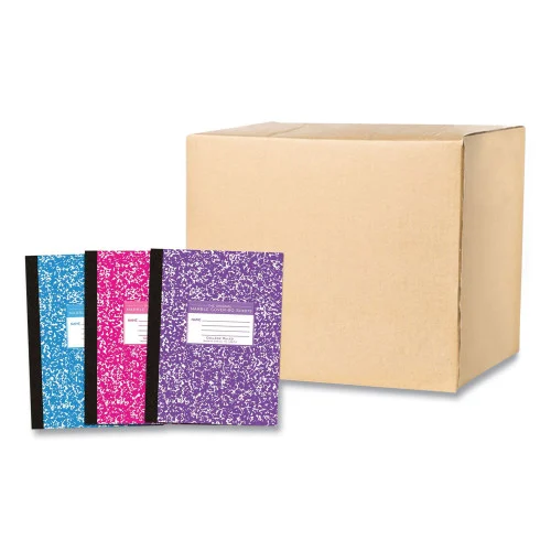 Roaring Spring Flexible Cover Marble Composition Book, MedCollege Rule, Assorted Cover, (80) 10.25 x 7.88 Sheets, 48Carton (ROA77480CS)