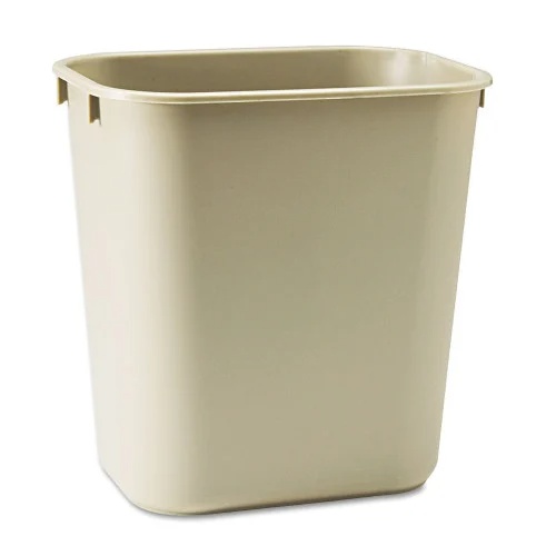 Rubbermaid Commercial Deskside Plastic Wastebasket, 3.5 gal, Plastic, Beige (RCP295500BG)